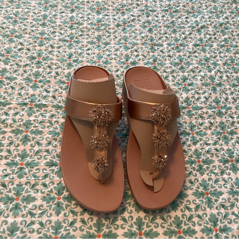 Fitflop Womens rose gold Beaded Sandals size 10